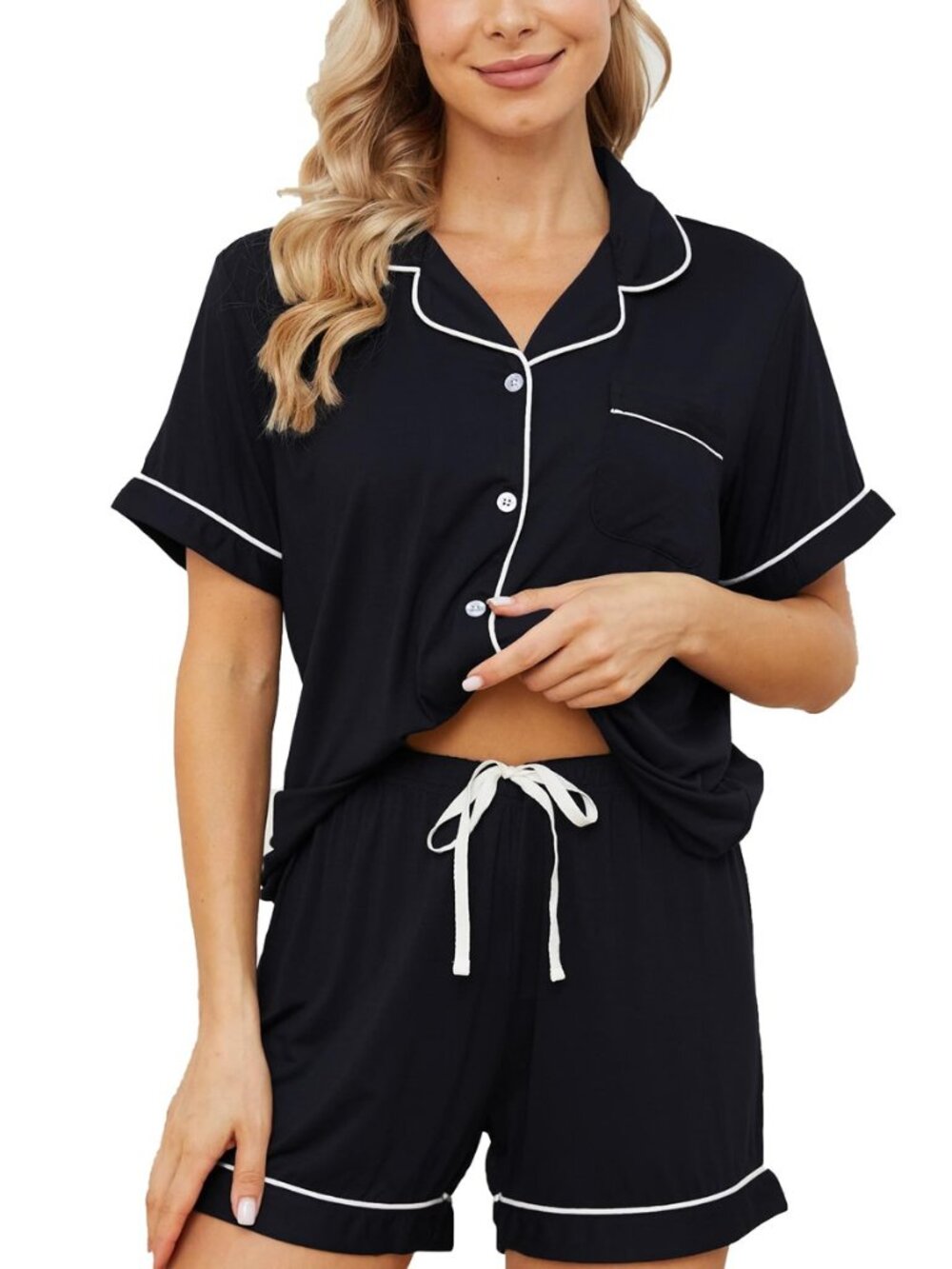 Womens Pajama Sets Short Sleeve Sleepwear Soft Button Down Nightwear Lounge Pj